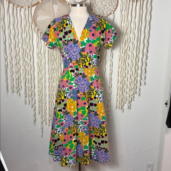 Nooworks Dresses & Skirts - Nooworks Short Sleeve Eclectic Fit n Flare Midi Dress with Pockets L